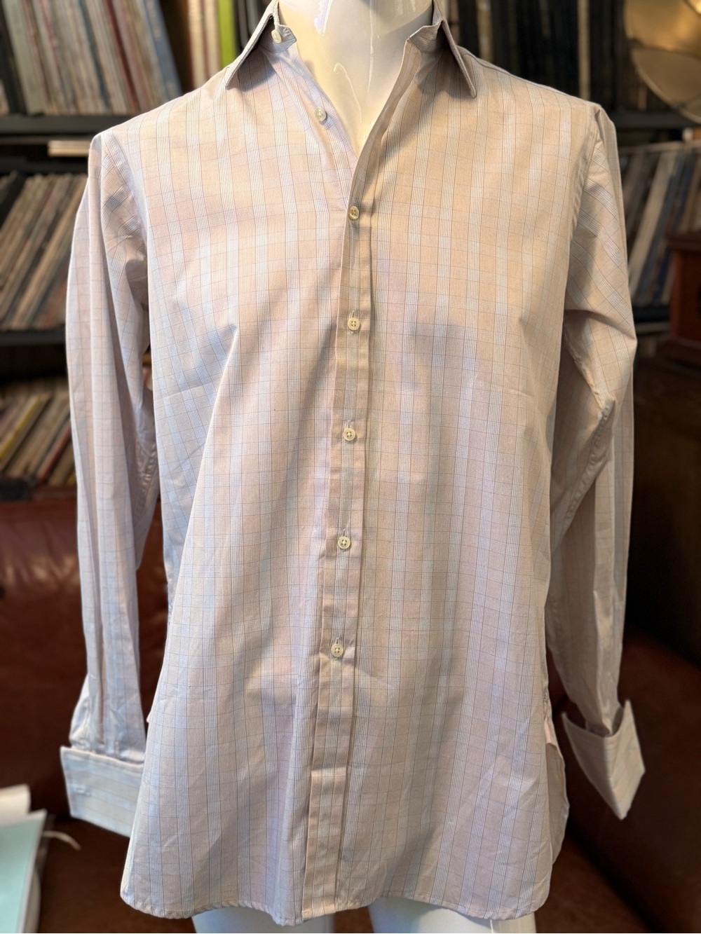 Thomas Pink Light Pink Windowpane Dress Shirt